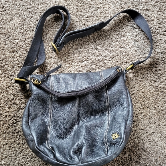 3033 Sak Deena Flap Crossbody Dark Brown Pebbled Leather Purse Zip - Picture 1 of 16